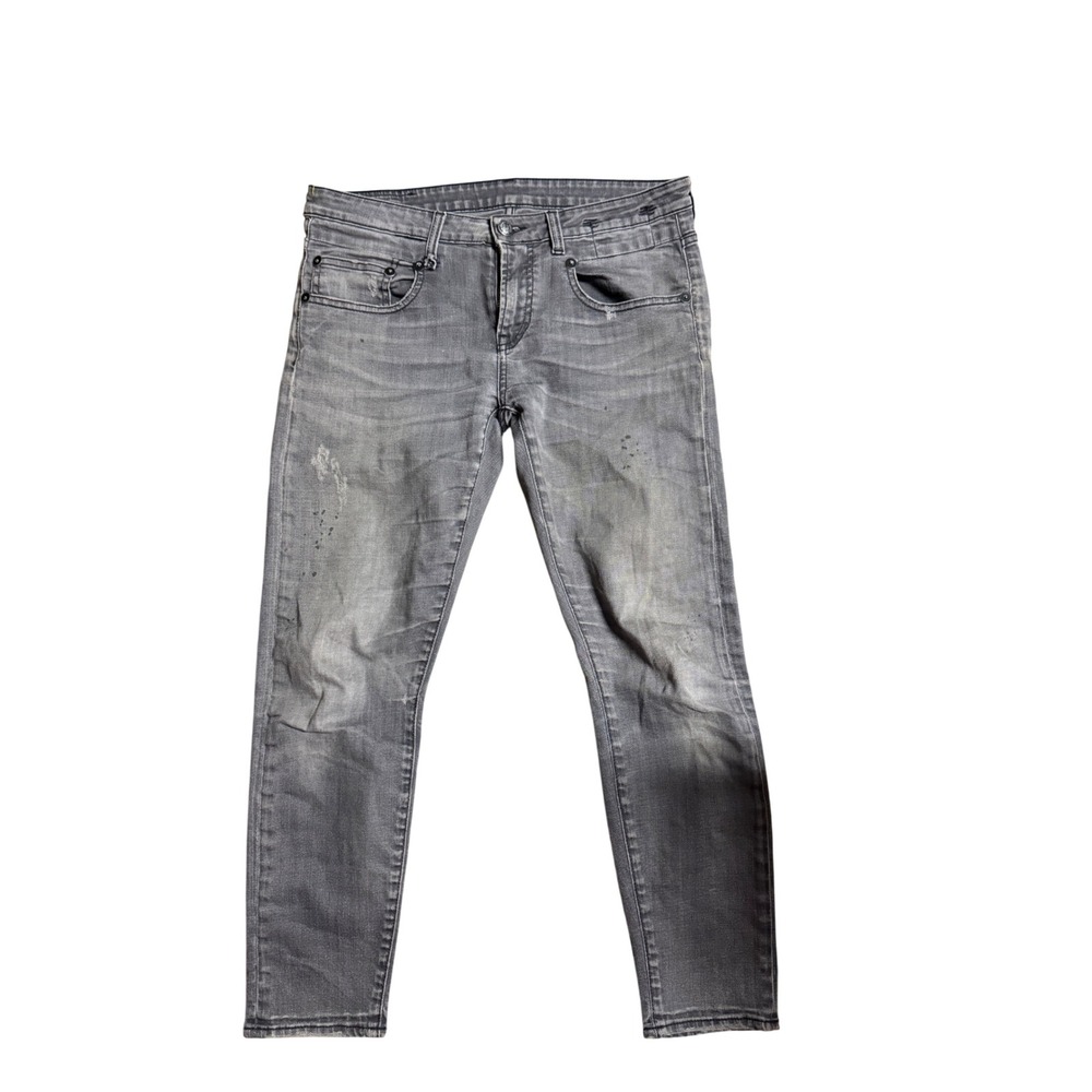R13 Boy Skinny Gray Distressed  Denim Jeans Womens 27
